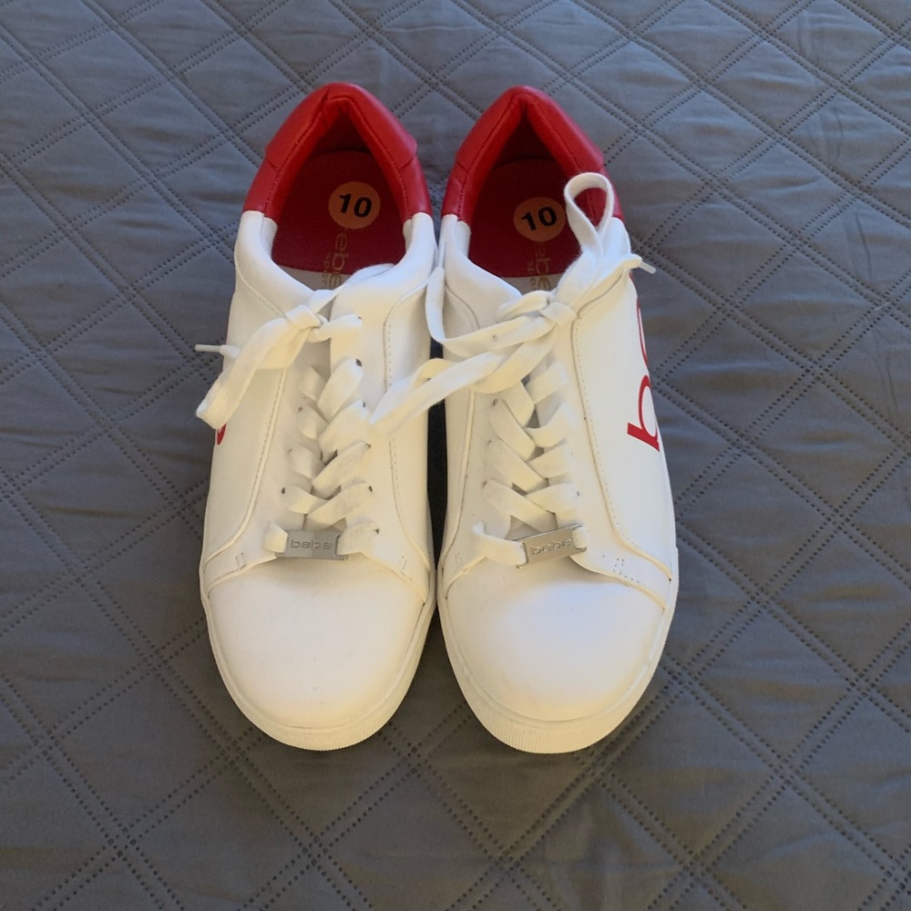 Red and white Bebe sneakers